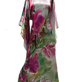 Orchids in Love Silk Kimono Dress Floor Length