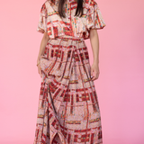 Gardens of Lhasa Pleated Maxi Wrap Skirt