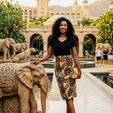 Chocolate Roses Pencil Skirt