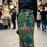 Turquoise Garden Pencil Skirt
