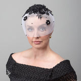 White Beaded Veil Headpiece