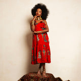 Afro Chintz Lady Akilah Sculptural Bow-Detail Midi Dress